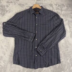 John Varvatos U.S.A. Shirt Mens Large Blue Plaid Long Sleeve Button Up Casual